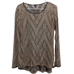 Y2K Only Hearts Helena Stuart Fairy Grunge Top Womens Size Large Gold Lace Sheer